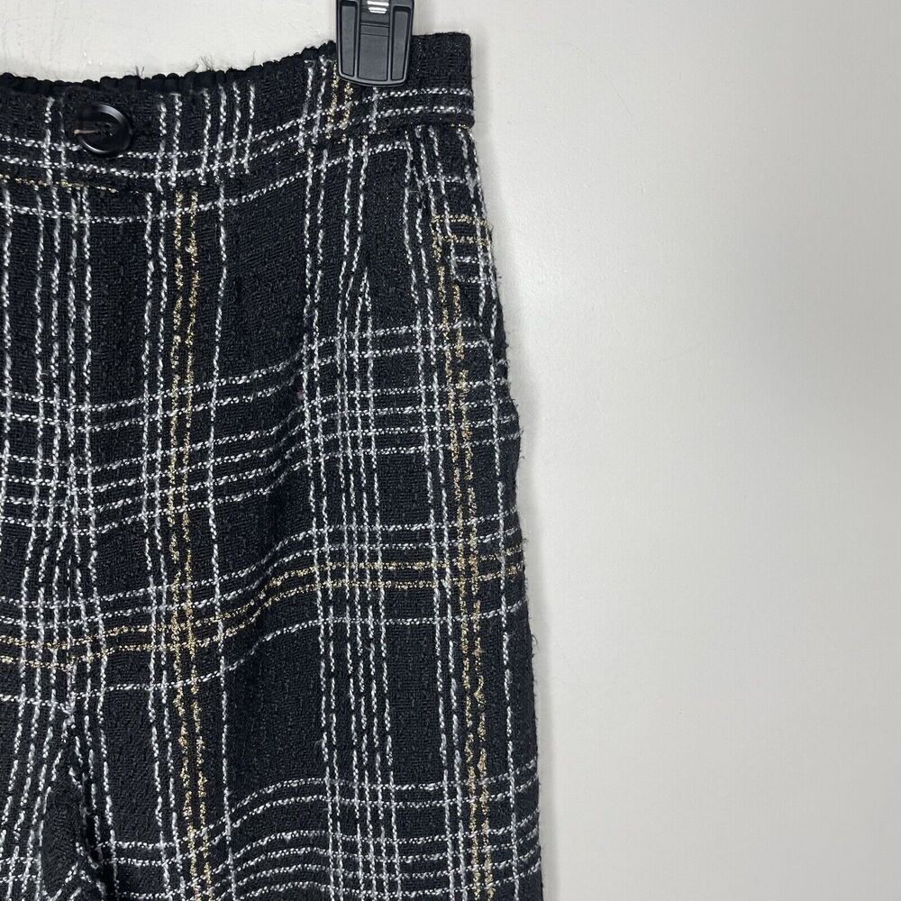 SLATE & WILLOW Pants Womens Small Black Tweed Wide Leg Trousers Plaid - Picture 3 of 15